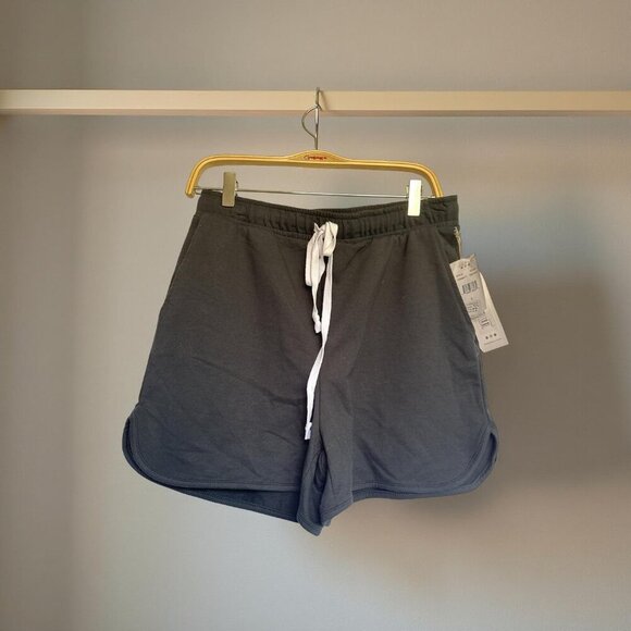Three Dots Terry Shorts Drawstring Black Shorts - Picture 2 of 3